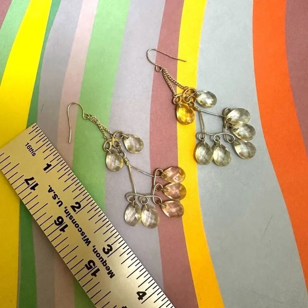 Silvertone clear beaded chandelier earrings